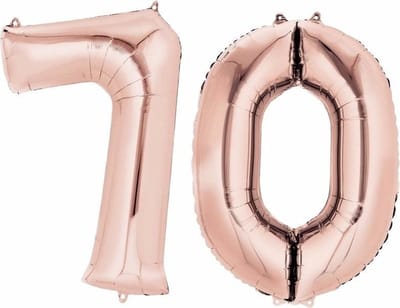 70 jaar verjaardag - Folie ballon cijfers - rose goud - 88 cm - versiering - feestarteikelen