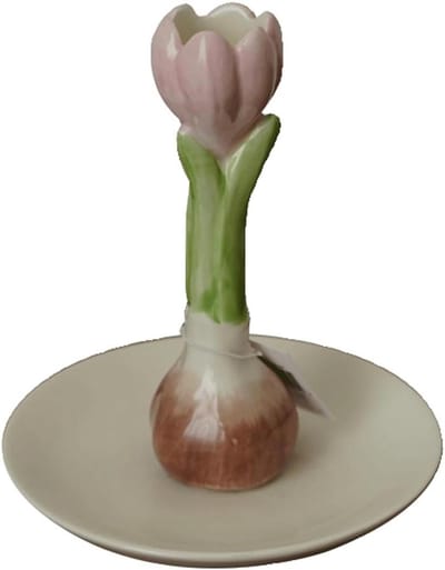Keramische Kandelaar - Kaarsenhouder Tafelstuk - Sfeerverhogend Decor - Handgemaakte Textuur - 12x12x15 cm - Roze Paars