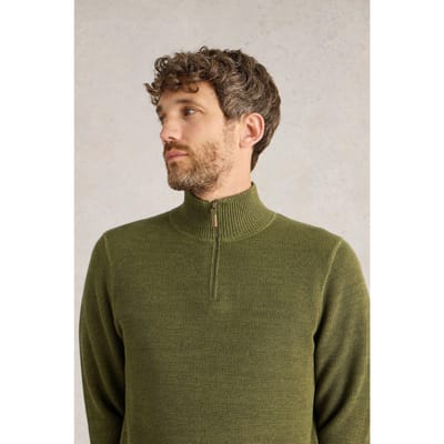 White Stuff Attadale Funnel Neck Jumper Khaki Green Maat: XL | Sweaters Outlet | Heren | Bruin