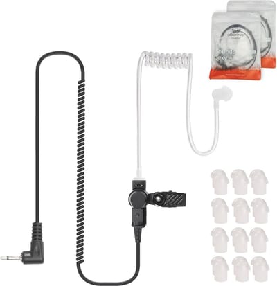 Oordopjes geluidslang 2-pack met 3,5 mm jack - transparant met bevestigingsclip en extra oordopjes