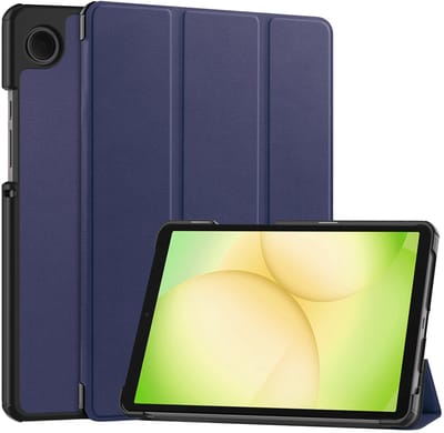 Hoes - Geschikt voor Samsung Galaxy Tab A11 - Dun & Stevig - Trifold Bookcase - Hard Cover - Hardcover Book Case - Tablet Hoesje - Donkerblauw