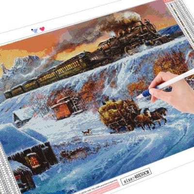Volledige vierkante diamanten schilderij landschap trein Craft Kit verkoop 5D sneeuw diamant borduurwerk mozaïek handwerk nieuwe aankomst Full Square 20X30CM