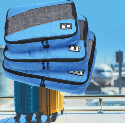 Packing Cubes SET 3 Delig - Organizer voor koffer en backpack - Bagagage Organizers Kleding Ondergoed Schoenen - Blauw