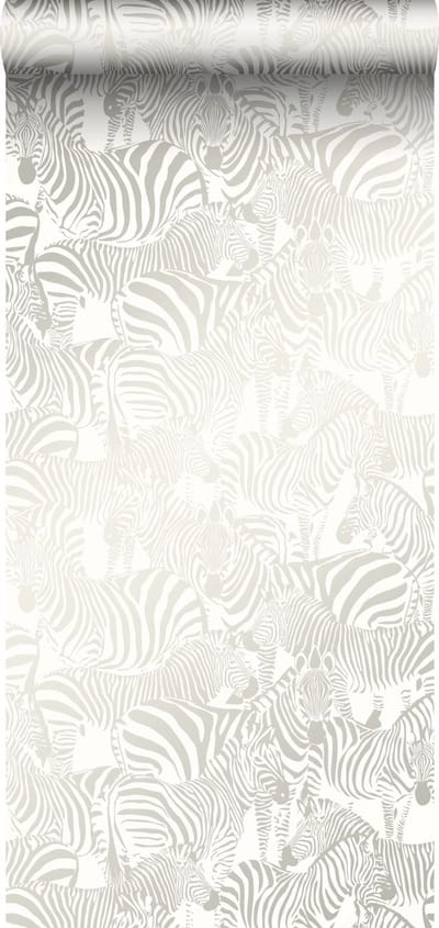 Origin Wallcoverings behang zebra's zilver - 346836 - 53 cm x 10,05 m