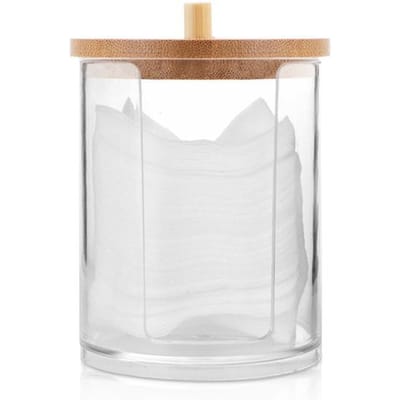 Make-up wattenschijfjes organizer badkamer opbergdoos voor wattenstaafjes cosmetica sieraden make-up remover pad container met bamboe deksel Universal white