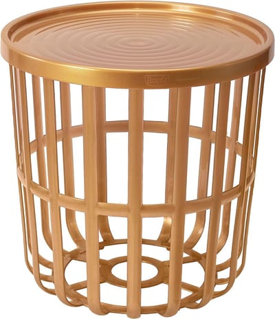 BranQ - Bijzettafel - Salontafel - Rond - Met opbergmand - 40 x 40 x 40 cm - Gold