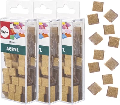 Rayher Mozaiek steentjes/tegeltjes - 615x stuks - goud - 1 x 1 cm - Mozaieken maken - Kunststof