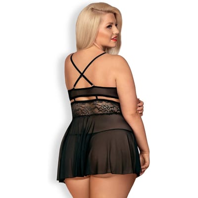 Obsessive Babydoll & String - Erotische Babydoll - Maat XXL - Zwart