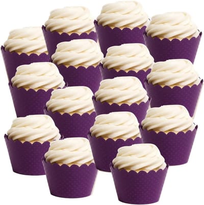 50x Feestelijke Cupcake Wrappers Royal Purple - Muffinvormpjes Decoratie