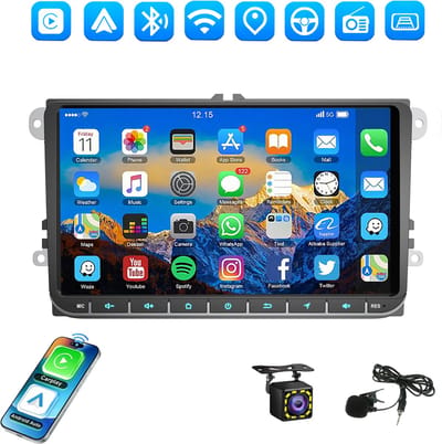 ESSGOO Autoradio Geschikt voor Volkswagen Golf 5 6 Polo 6R Jetta Caddy EOS Touran- Android 15 - 9" HD Touchscreen - Draadloos Apple CarPlay & Android Auto - Achteruitrijcamera - Microfoon