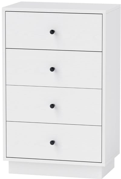 Wishdor - Ladekast Opbergkast Met 4 Lades - Modern Minimalistisch - Spaanplaat - Wit - 47 X 29 X 75 Cm