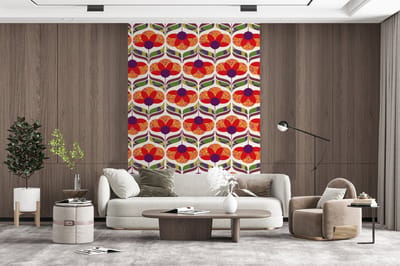 Behang - Fotobehang Retro - Flower Power - Vintage - Kleuren - Breedte 200 cm x hoogte 300 cm