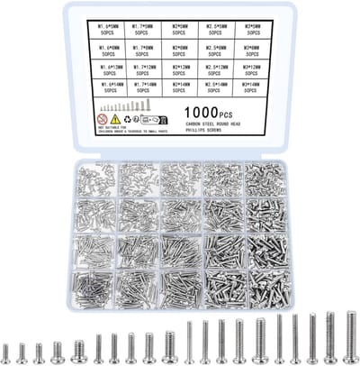 1000 stuks micro-schroeven voor brillen, kleine schroevenset en mini-reparatieset voor elektronische apparaten