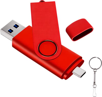 TYPE-C High Speed USB 3.0 Pen Drive 2-in-1 – Rood – 64GB – Draaibare USB Flash Drive met Sleutelhanger – Snelle Geheugenstick voor Smartphone, Tablet, Laptop & PC – Ideaal als Zakelijk Cadeau