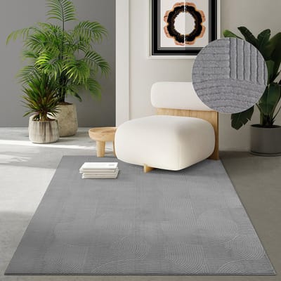 the carpet Rio – Modern & onderhoudsvriendelijk laagpolig vloerkleed met 3D-reliëf, zachte touch & antislip rug – geschikt voor woonkamer, slaapkamer of hal – grijs, 240 x 340 cm