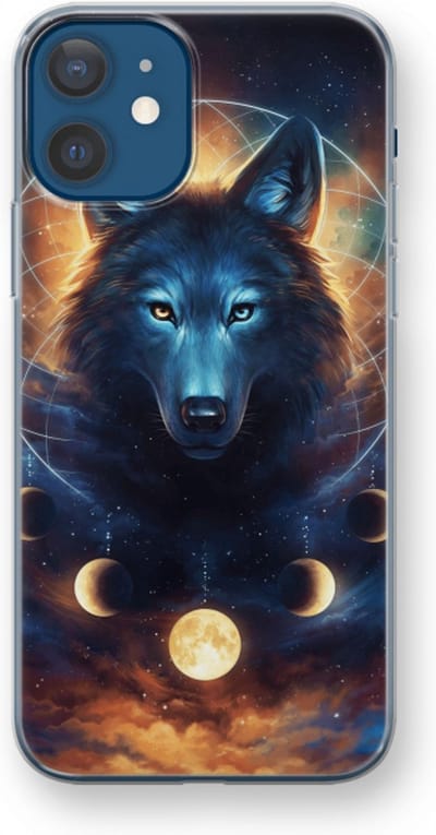 Case Company® - Hoesje geschikt voor iPhone 12 mini hoesje - Wolf Dreamcatcher - Soft Cover Telefoonhoesje - Bescherming aan alle Kanten en Schermrand