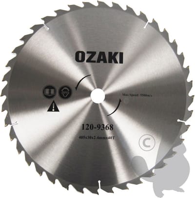 Ozaki Carbide mes 40 tanden - Snijbreedte 405mm, boring: 30mm, dikte: 2,4mm
