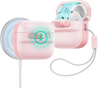 AirPods 4 Hoesje met MagSafe en USB-C, Dropsafe Beschermhoes met Lanyard - Roze