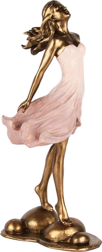Dekoratief | Dame staand, brons/roze, resina, 13x12x28cm | A250502