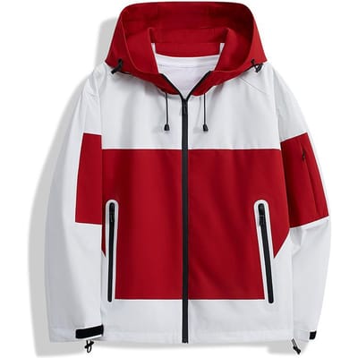 Heren- en Dames Herfst- en Winter Dunne Jassen met Capuchon, Jeugdgroepkleding met Contrasterende Kleuren, Winddichte Jassen voor Buiten Kamperen, Heren 3XL white