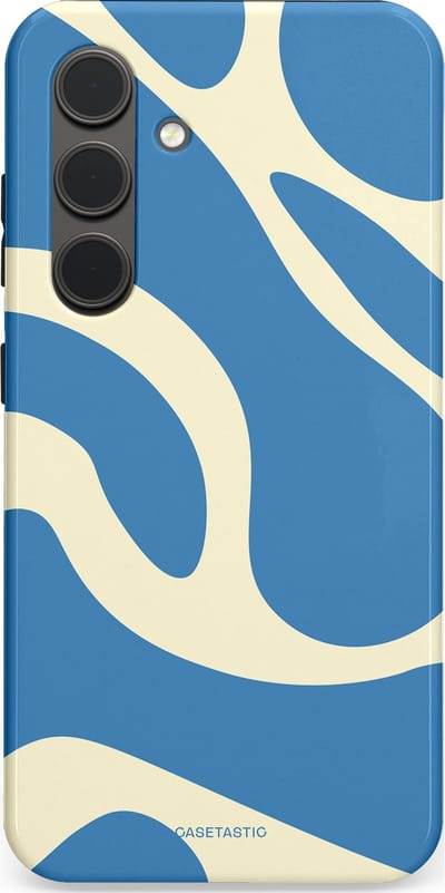 Casetastic hoesje geschikt voor Samsung Galaxy S24 - Dubbellaagse bescherming - Lichtblauwe water vlekken - Fashion Case - Lavendel Crème Lichtblauw