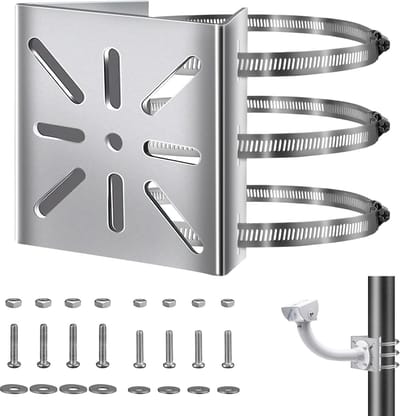 Paalbevestiging Camera - Bevestigingsbeugel Buiten - Veilige Cameras - Roestvrij Staal - Verstelbaar 20cm - Zilver