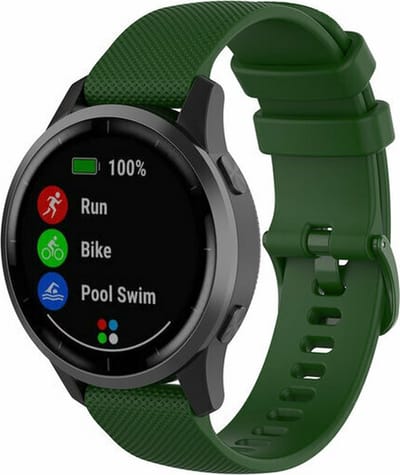 By Qubix - Geschikt voor Garmin bandje - Geschikt voor Garmin Vivomove 3 / HR / Luxe / Sport / Style / Trend - Sportband met motief - Groen - Smartwatch bandje 20mm