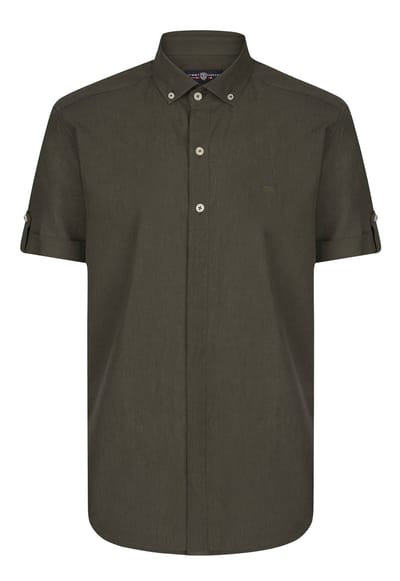 Jimmy Sanders Linnen Katoen Blend Shirt - Overhemd Heren Khaki - L