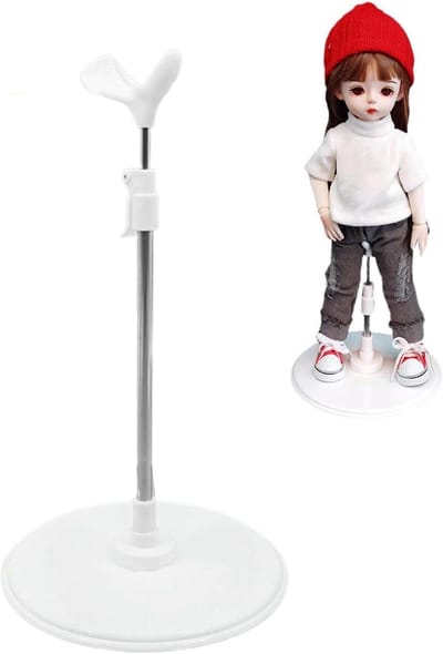 Poppensteun Standaard - Display Houder - Verzamelingen Presenteren - Verstelbare Ondersteuning - 16-25.5 cm - Zwart