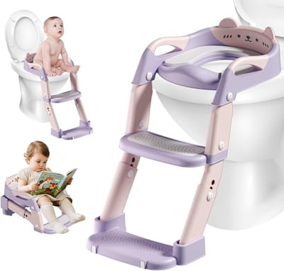 3-in-1 Toiletbril voor Kinderen, Zindelijkheidstraining, Potje voor Jongens en Meisjes, Roze Toiletzitting