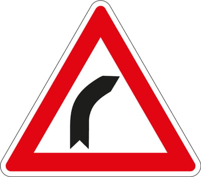 Bocht naar rechts bord - kunststof - J2 300 mm
