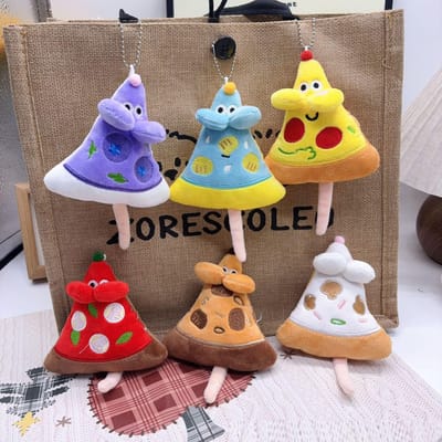 4 stuks/lot 15cm Leuke Pizza Muis Pluche Speelgoed Schattige Verzachtende Metgezel voor Kinderen Verjaardagscadeau Schattige Pizza Muis Pluche sleutelhanger yellow
