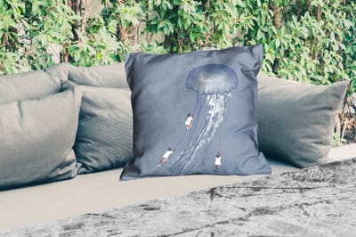 Sierkussen Buiten - Kinderen - Kwal - Zeedieren - Vintage - 60x60 cm - Weerbestendig