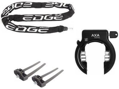 Axa Solid Plus Ringslot ART2 Zwart + Insteekketting 140 cm 5,5 mm Zwart + Flex Mount Bevestigingsset