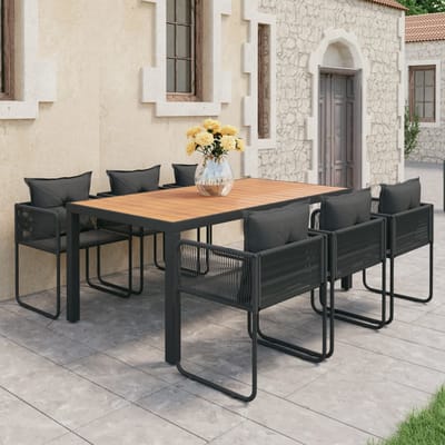 vidaXL - 7-delige - Tuinset - PVC-rattan - zwart - en - bruin