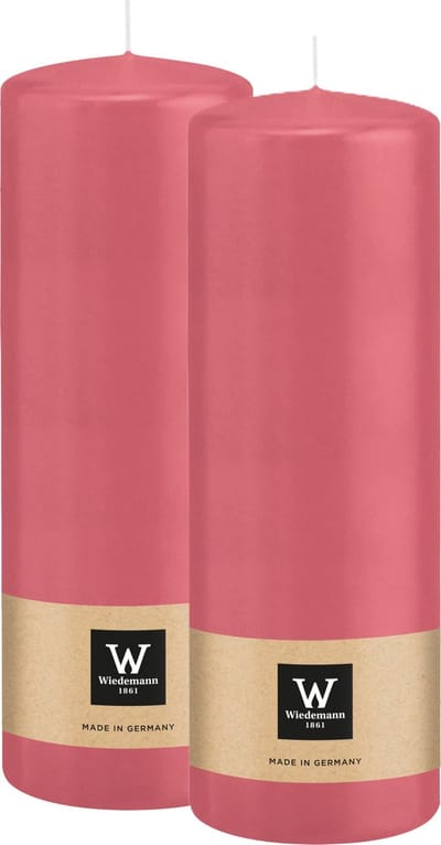 Wiedemann Cilinderkaars/stompkaars - 2x - roze - 20 x 7 cm - 103 branduren - zuilkaarsen