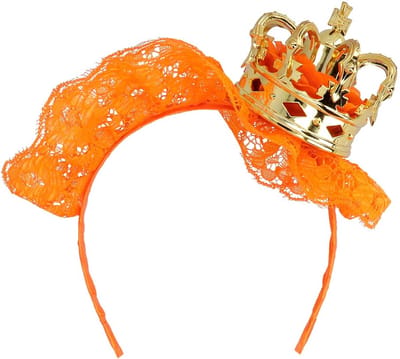 Haarband met kroontje - Diadeem - Hoofdband - Koningsdag accessoires - Haar accessoires - Oranje/goud