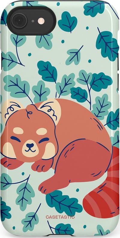 Casetastic Hoesje Geschikt voor Apple iPhone 7/8/SE - Stijlvolle Beschermende Duo-layer Case - Rode panda avonturen