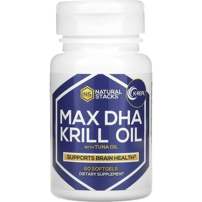 Natural Stacks, Max DHA krillolie, tonijnolie, 60 zachte capsules