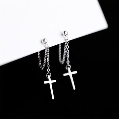 100% 925 Sterling Zilver Kwast Kruis Oorknopjes Voor Vrouwen Kinderen Koreaanse Bruiloft Sieraden Hypoallergeen gray