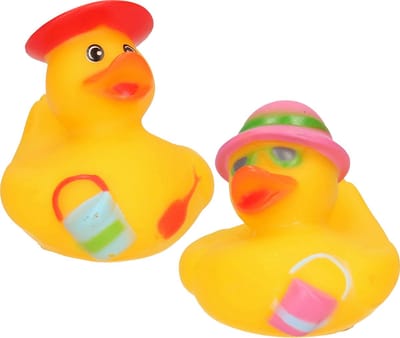Badeendjes strand thema set 2x - 5 cm - rubber