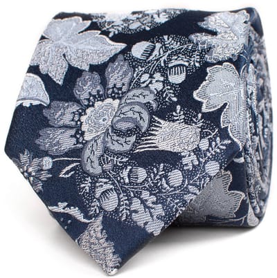 TRESANTI | ARNESANO | Zijden stropdas met bloemen | Blauw