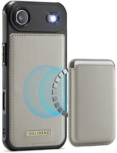 Geschikt voor iPhone Air Hoesje met pasjeshouder - Solidenz MagSafe compatibel Wallet Backcover - 3 Kaarten - Schokbestendig - Beige