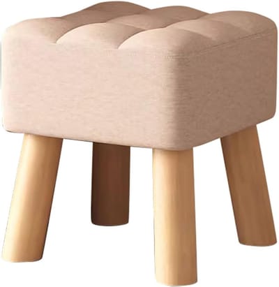 Ottomaanse Voetkruk - Voetenbankje Krukje - Ontspannen Zitten - Ademende Linnen Stof - 30x30x34 cm - Beige