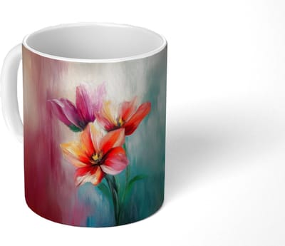 Mok - Koffiemok - Tulpen - Lichtreflecties - Kleurverloop - Mokken - 350 ML - Beker - Koffiemokken - Theemok