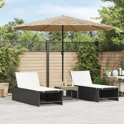 vidaXL - Parasol - met - LED's - en - stalen - paal - 324x324x247 - cm - bruin