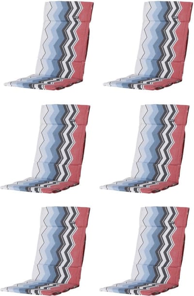 Madison - Tuinkussen - 6 stuks - Universeel - Hoge Rug - Chris Red - 123x50cm - Rood - Tuinstoelkussen - Standenstoel kussen voor Textilenen tuinstoel - Kussenset