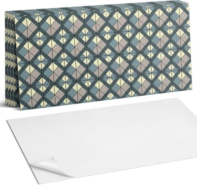 Coloray Plaktegels - Geometrisch ruitjespatroon Wandtegel Zelfklevend - 60 cm x 30 cm - Grijs Plaktegels - 6 stuks - Rechthoek PVC Tegels - Plaktegels Keuken - Zelfklevende Vloertegels Badkamer - Vinyl Tegels Zelfklevend - Zelfklevende Wandtegels