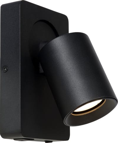 Lucide NIGEL - Bedlamp / Wandlamp - LED Dim to warm - CCT - GU10 - 1x5W 2200K/3000K - Met USB oplaadpunt - Zwart
