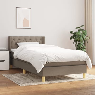 vidaXL - Boxspring - met - matras - stof - taupe - 80x200 - cm